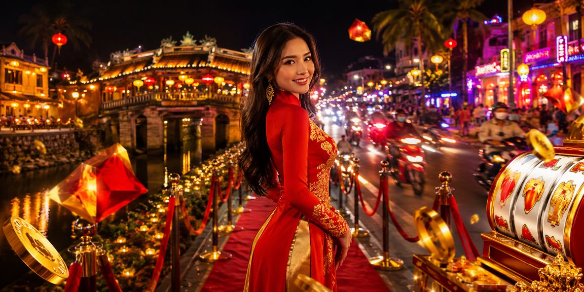 Trò chơi slot Hội An với trang phục áo dài truyền thống
